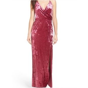 Leith Velvet Maxi Strappy Dress w/ Slit Pink